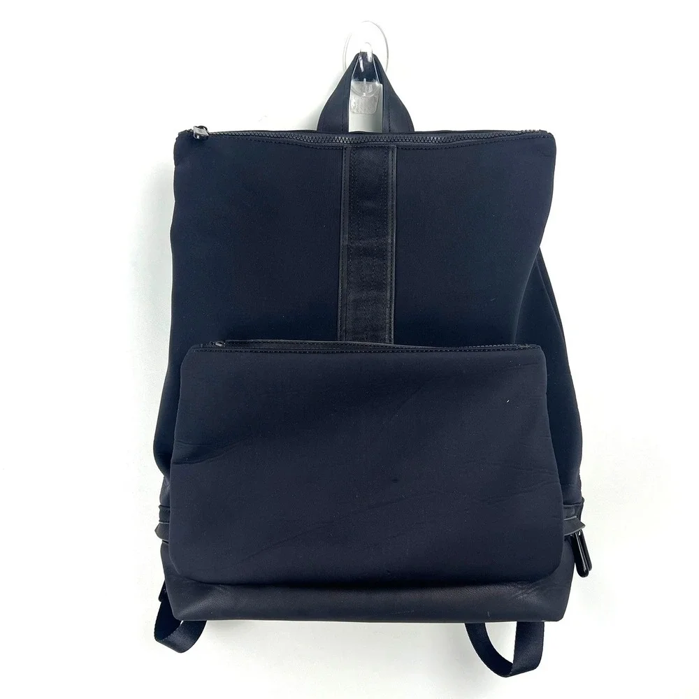 Caraa‎ x Athleta Black Neoprene Leather Trim Backpack Commuter Gym Bag Large